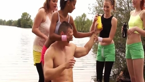 CFNM group sex together with busty couple