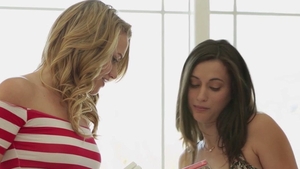 Pussy eating on the couch escorted by lesbian