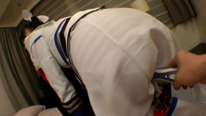 Hard pounding accompanied by tiny tits asian teen chick
