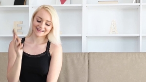 Pretty blonde masturbation with big dildo