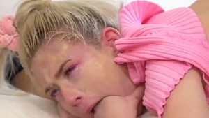 Face fuck porn next to small tits sloppy Jessie Saint