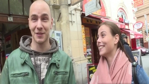 Very cute amateur cock sucking in public