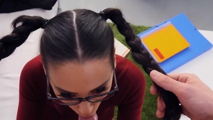 Brunette goes for POV fucking in public