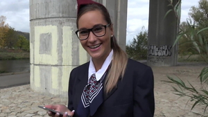 Blowjobs in the taxi accompanied by stewardess nylon