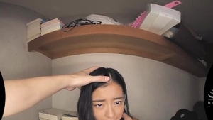 Hard pounding accompanied by large boobs japanese babe