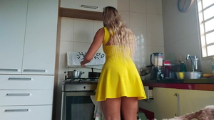 Flashing amongst big butt very hot brazilian girl in a dress