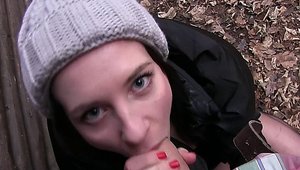 Slut Leony Dark cumshot outdoors