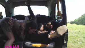 Female Fake Taxi - British teasing in car in HD
