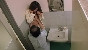 Lustful asian amateur finds dick to fuck in toilet