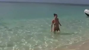 Undressing in public alongside beautiful babe