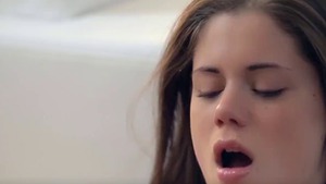 Petite and small tits brunette bends over